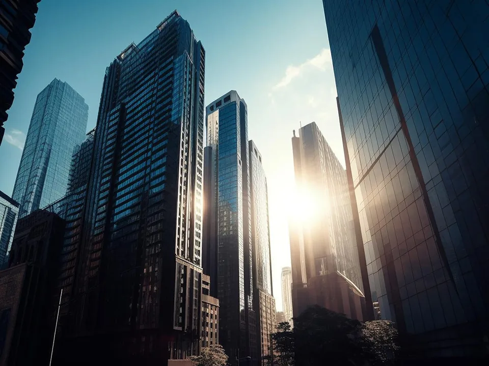Modern office buildings in a city business district